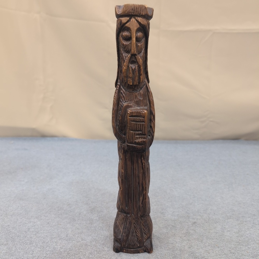 Vintage Hand Carved Wood Figurine Wise Man Prophet Religious Folk Art Sculpture - Picture 1 of 8